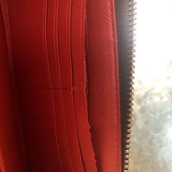 Brown & Orange Coach Leather Accordion Zip Wallet - Picture 10 of 12